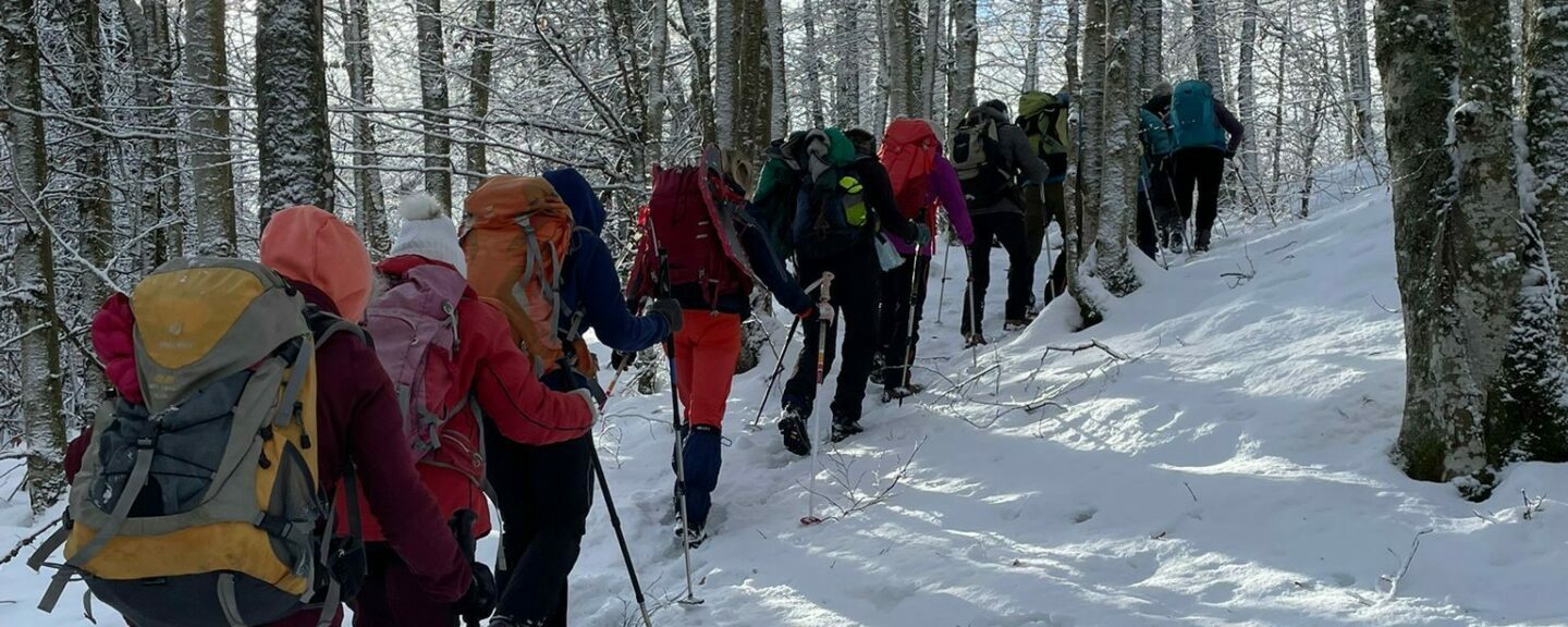 en montant à l'abri de la Goulandière dans le Vercors